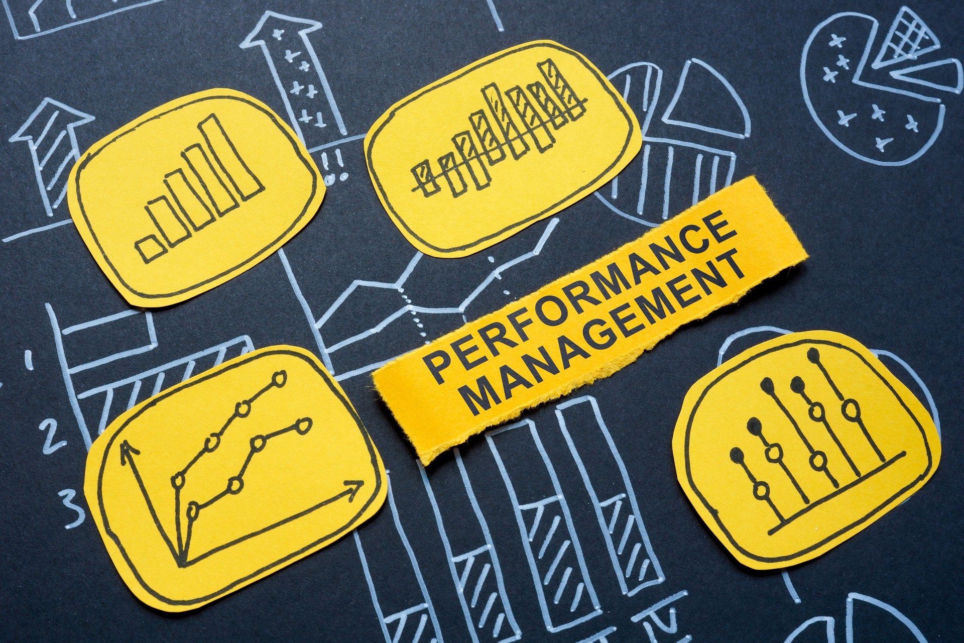 Performance management and charts as a symbol of business efficiency and goal tracking.